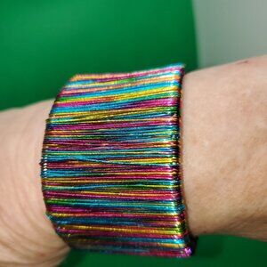 ladies multicolor wire wrap bracelet 2" wide